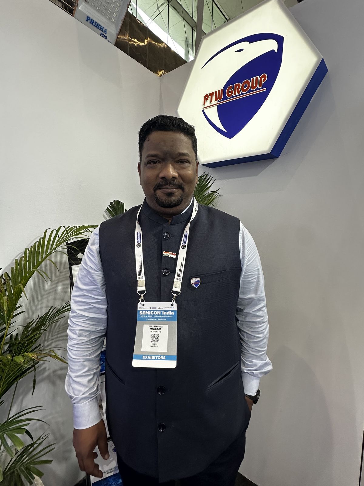 Venkatesh Kumar Pandurengan at the PTW Group exhibition stand